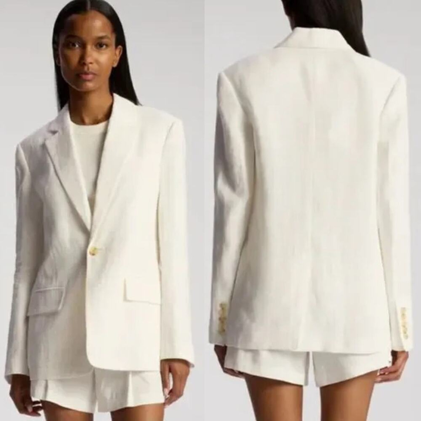 Nwt A.L.C. Arlo Jacket Blazer Womens Size 14 Cream Relaxed Linen Minimalist Corp